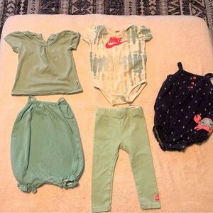 Nike Baby Onesie and Green Outfit Set